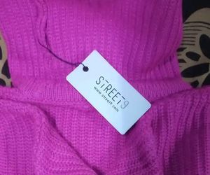 Pink Turtleneck Knit Sweater