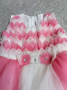 Pink &amp; White Flower Girl Dress