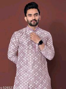 Black &amp; White Geometric Print Kurta