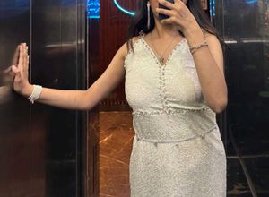 partywear maxi dress - silver white