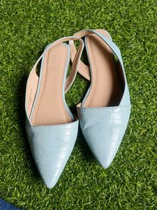 Cute Light Blue Slingback Flats