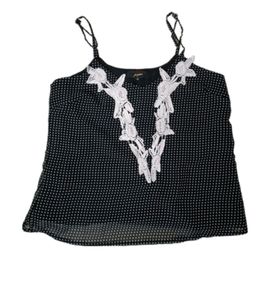 Beautiful Korean Polka Dot Black Spaghetti Top