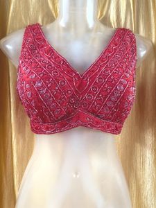 Red Beadwork Like New Blouse