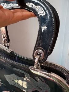 Blue Glossy Hand Bag
