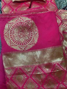 Magenta Pink&amp; Gold Brocade Kurti With Pant