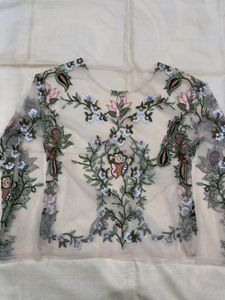 Floral Embroidered Sheer Top