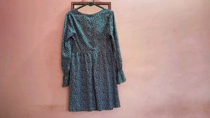 Dark Green Floral A-Line Dress – Urbanic S
