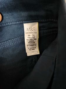 Marks &amp; Spencer Straight Leg Teal Mid-Rise Jeans
