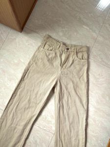 Beige Straight Fit Jeans