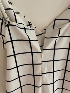 White Checkered Cutout Mini Dress