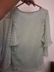 Mint Green Swiss Dot Blouse