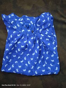Blue Cat Print Top