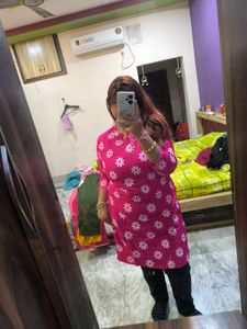 Pink Floral Print Kurti