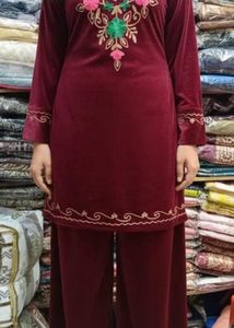 Velvet Embroidered Kurta Set