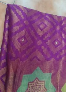 Brasso Saree With Golden Border Design