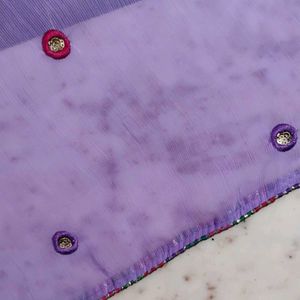 Women&#39;s Lavender Georgette Saree