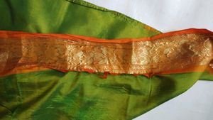 Beautiful Green &amp; Orange Color With Blouse