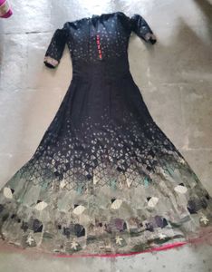 Black Golden Printed Gown