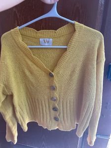 Yellow V Label Cardigan