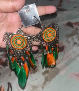 Orange And Green Earring