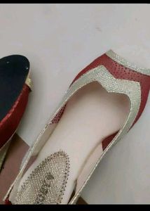 Red &amp; White Slingback Flats