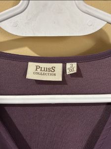 Purple elegant V-neck dress - 3XL