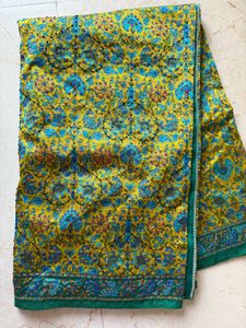 Kantha Stitched Green Saree