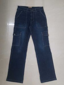 Vintage Style Denim Cargo Pants