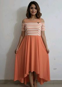 Peach Cold Shoulder Dress