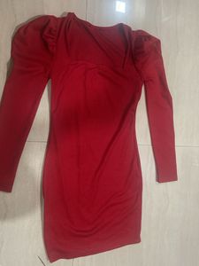 Sexy Red Date Night Deep Neck Mini Dress