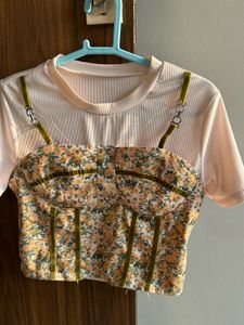 Crop top with corset kind design in front