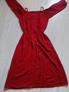 Red Off-Shoulder Kurti