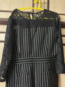 Striped Lace Midi Dress