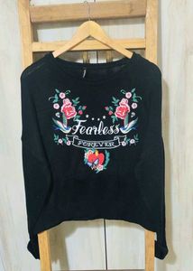 Embroidered &#39;Fearless Forever&#39; Pullover size-48