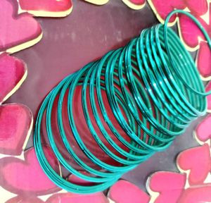 Teal Green Metal Bangles - Set of 20, 🆕✨