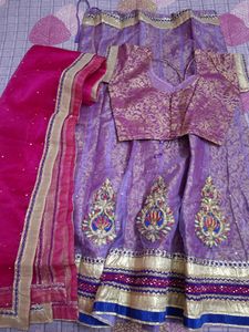 A Very Beautiful Pink And Purple Lehenga Choli 💕