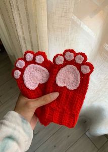 Crochet Catpaw Fingerless Gloves