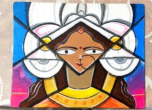 self made maa durga Abstract painting on cavas