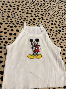Micky Mouse Riped Women Tank Top