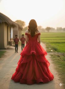 Elegant Red Ruffled Gown