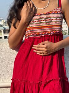 Red Embroidered Dress