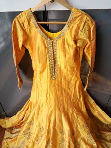 49) Price Drop Yellow Embroidered AnarkaliFullSuit