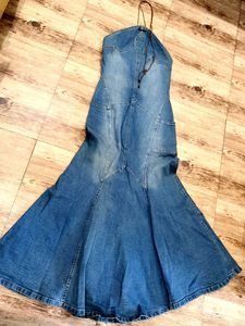 SexyDenim Gownwith Halter Neck