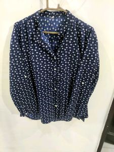 Navy Print Button-Down