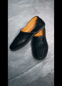 Black Leather Slip-On Shoes