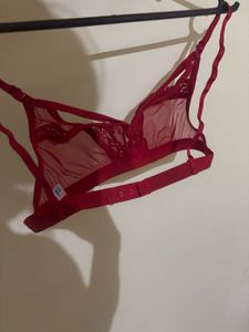 Red Sheer Lace Bra
