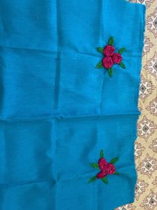 Blue Organza Saree with Floral Embroidery