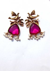Bird Drop Earrings(wine colour) 🆕