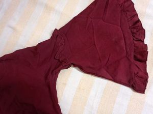 Maroon Ruffle Sleeve Top