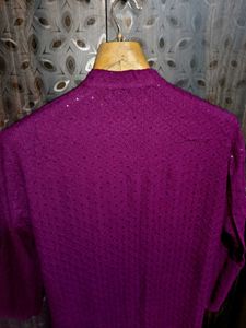 Purple Embroidered Kurta